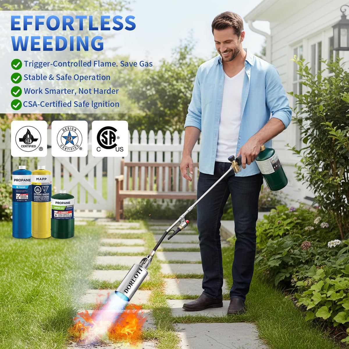 DORLOTI torch versatile for weed burning, ice melting, and more.