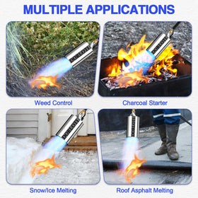 Dorloti propane torch weed burner reaches 3600°F for heavy-duty tasks.