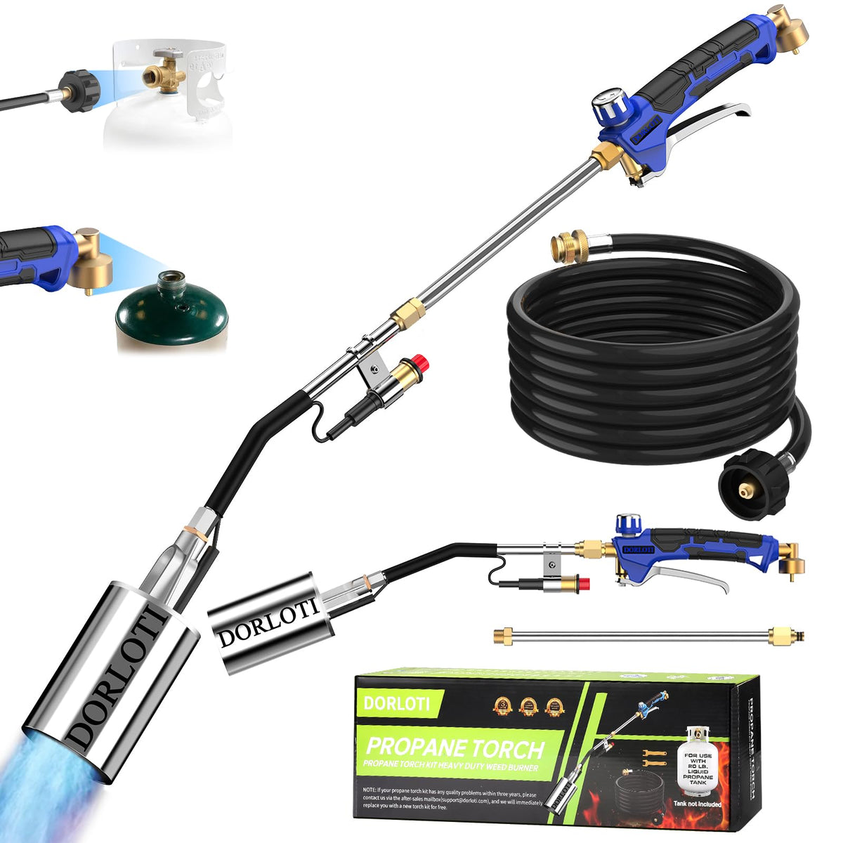 Dorloti propane torch weed burner assembly enables quick weed control with adjustable setup