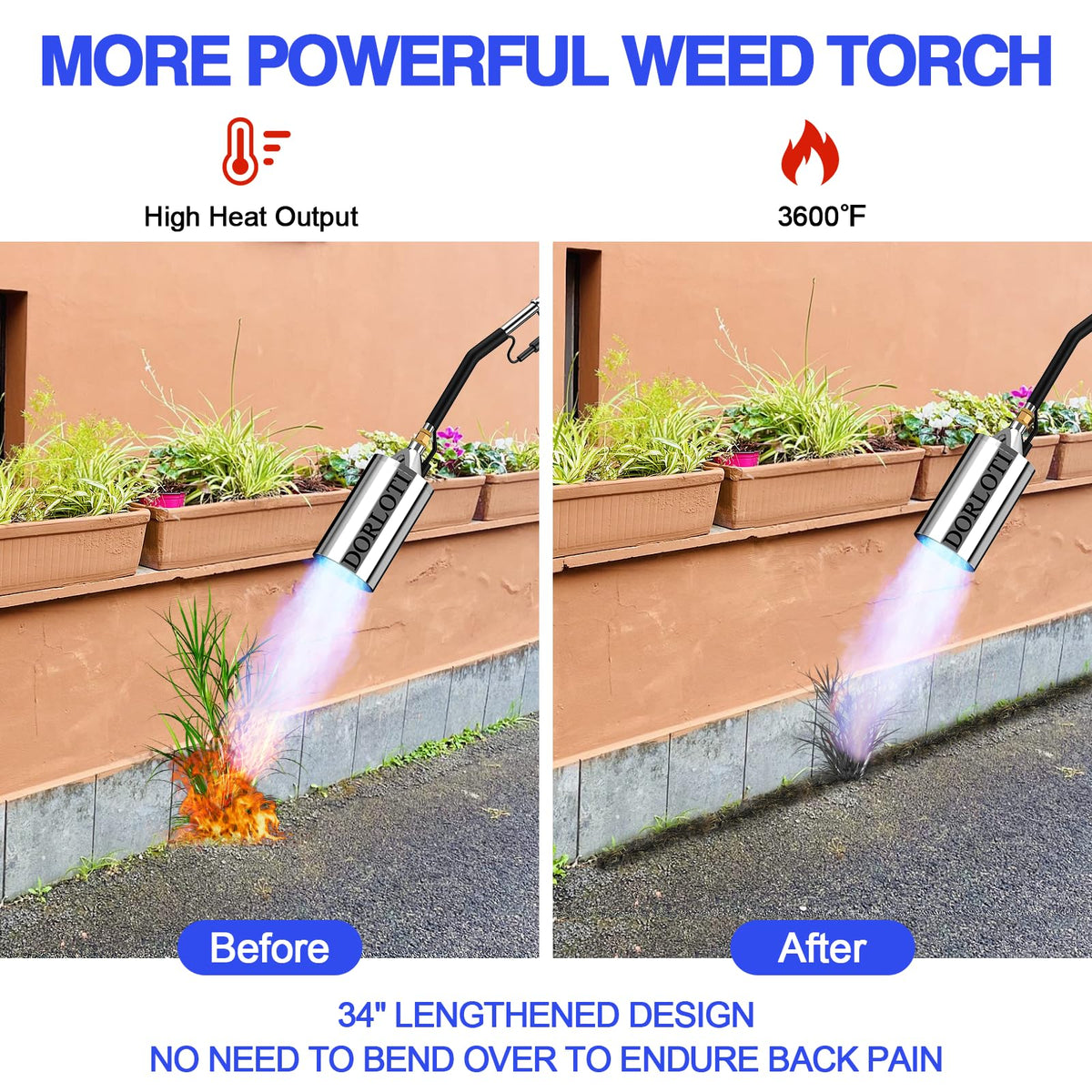 Dorloti propane torch weed burner with detachable design for versatile quick-use tasks.