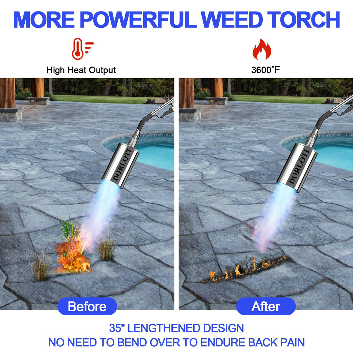 DORLOTI propane torch with self igniter for quick flame start