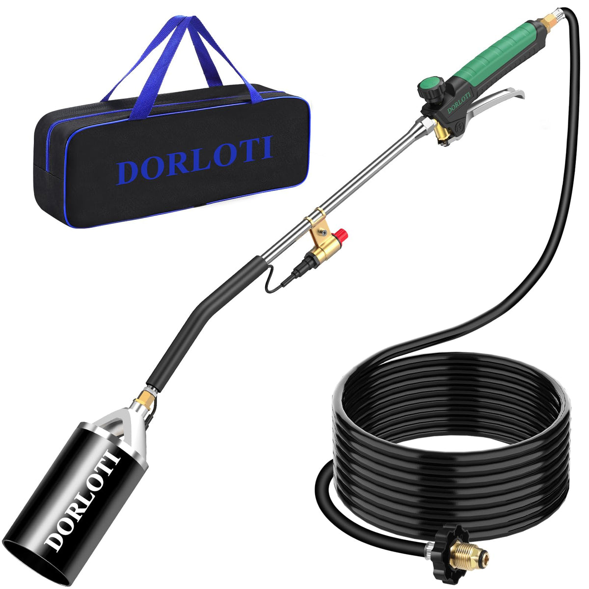 DORLOTI propane torch weed burner with storage bag for easy transport and protection.
