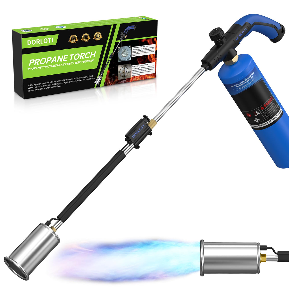 DORLOTI weed torch with adjustable flame for precise weed control