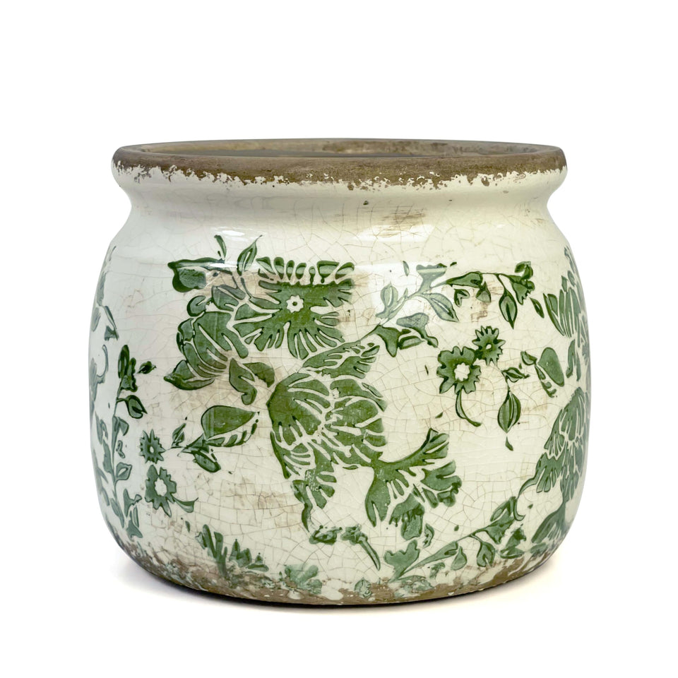 Dosayes vintage ice crack pot front view showcases rustic charm for living rooms