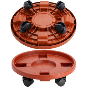 Doseno 2-pack 13in plant caddy wheels lifting a large pot with ease