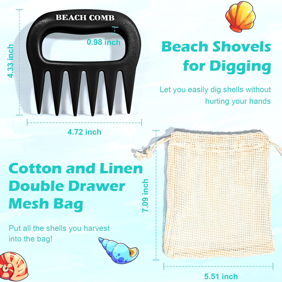 DOSTATNI ergonomic-handle for comfortable long beach treasure hunts.