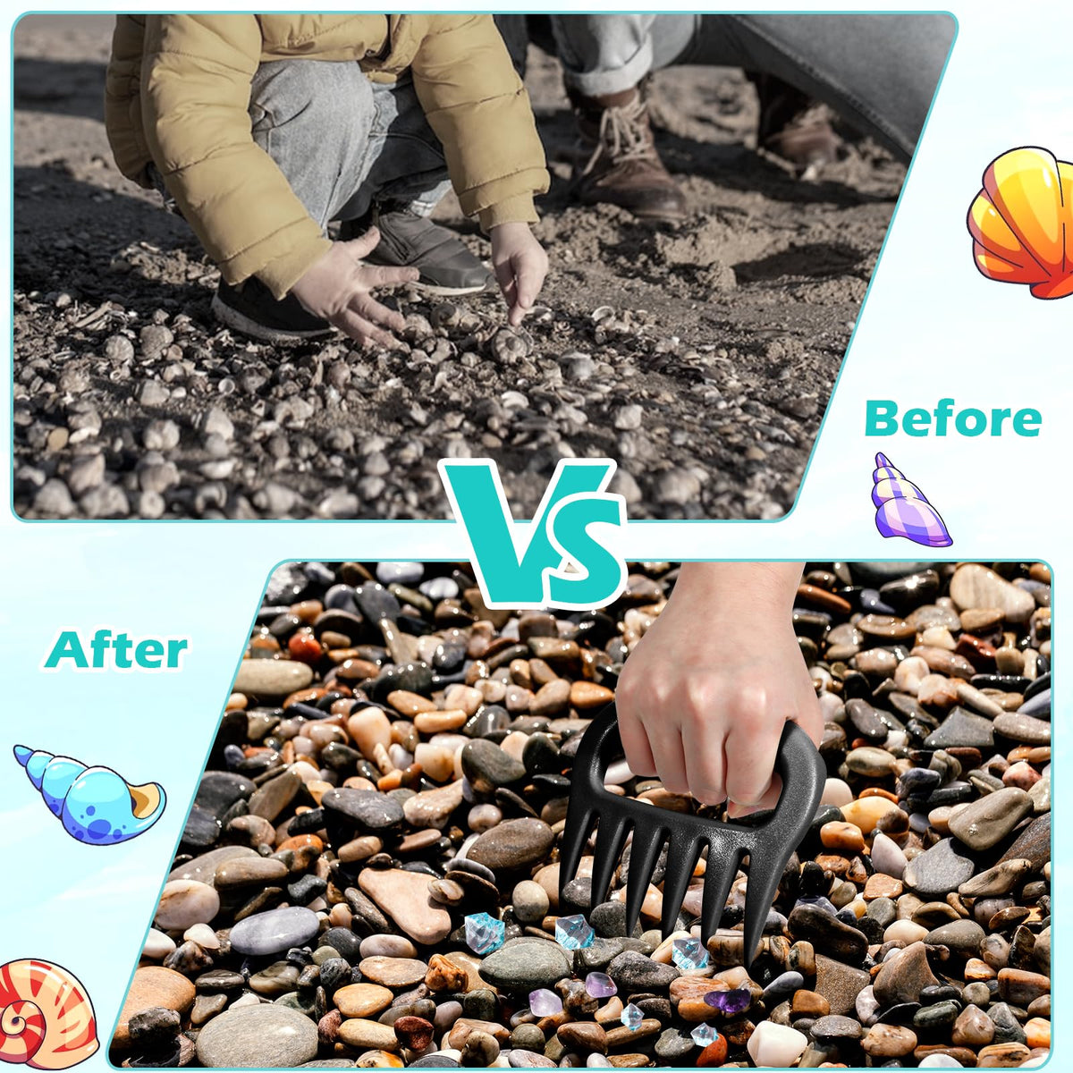 DOSTATNI shell-treasure-taker helping collect shells without bending.