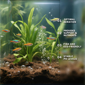 Doter aquarium substrate minimizes cloudiness for a clear tank.
