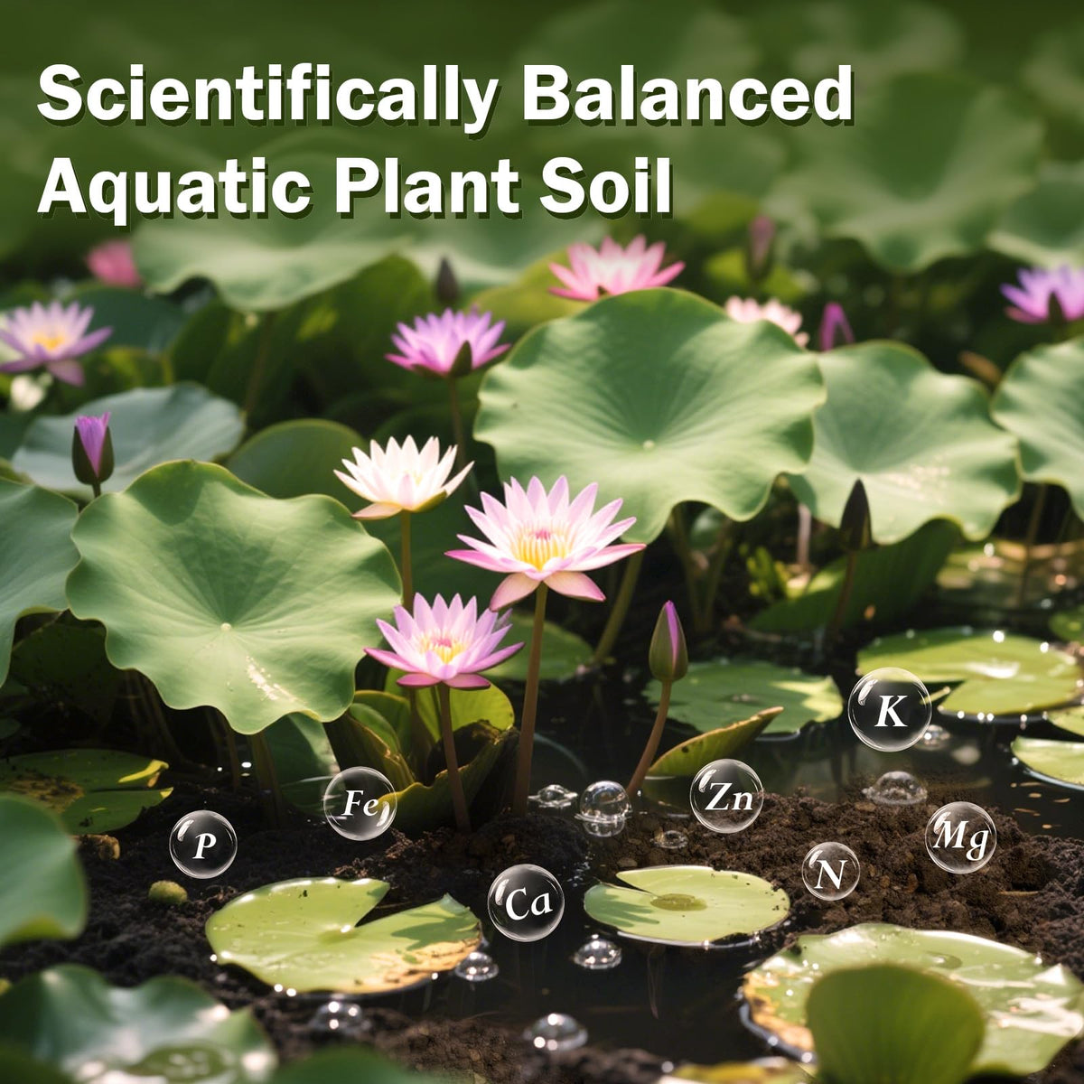 Doter pond substrate creates stable beds for water lilies and lotuses.