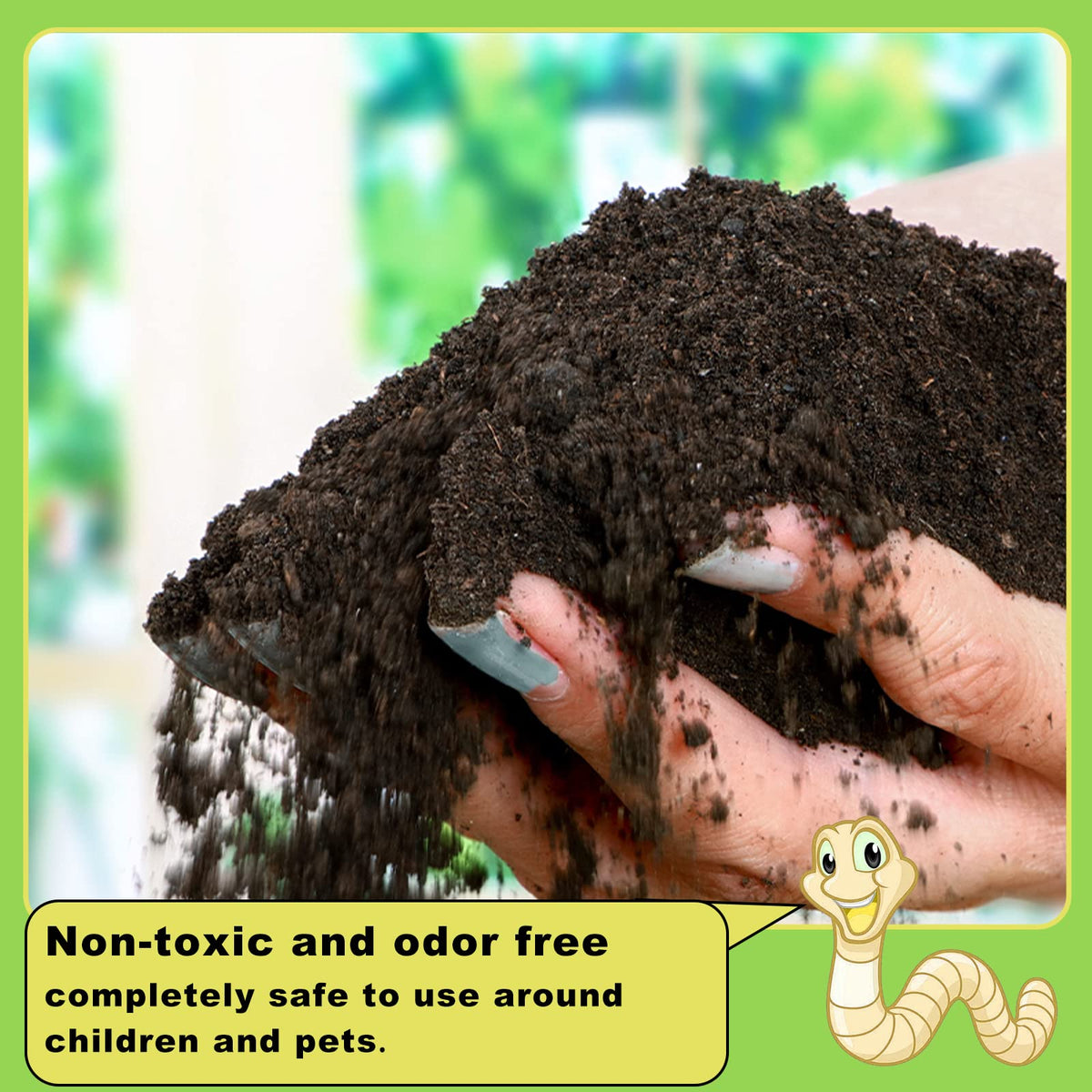 Doter worm castings bottle pour demonstrates simple application for potted plants.