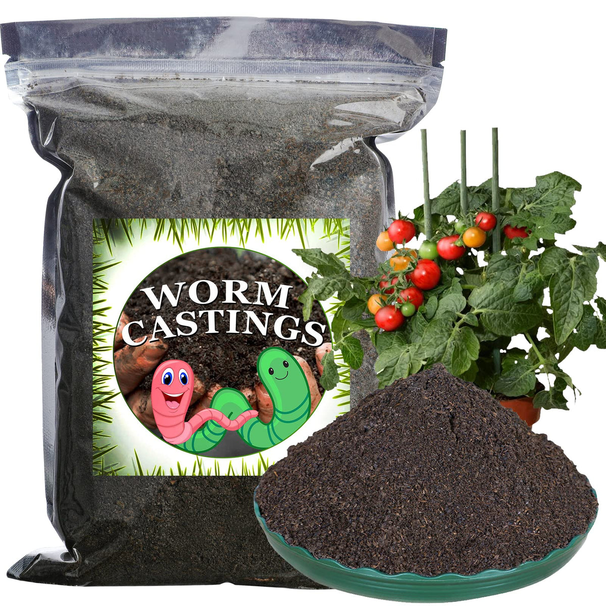 Doter worm castings bottle ready-to-use organic fertilizer for thriving tomatoes.