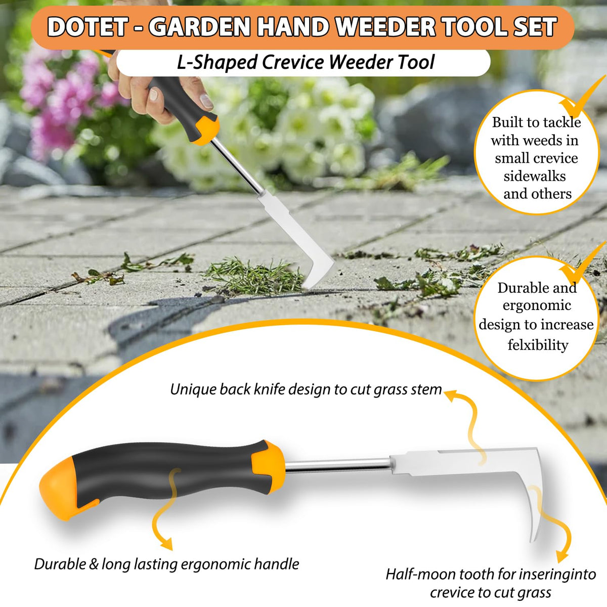 Dotet 4-teeth weed puller for versatile soil penetration