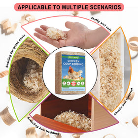 DOTUHAO pine shavings in coop setup emphasize easy cleanup and disposal.