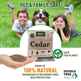 Double Tree Cedar Granules releasing natural cedar aroma in outdoor space