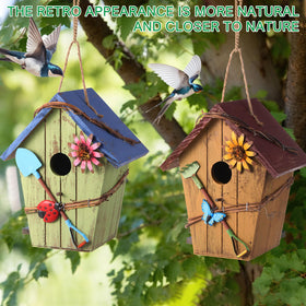 DoubleFill garden decor birdhouse blends with nature and invites birds.