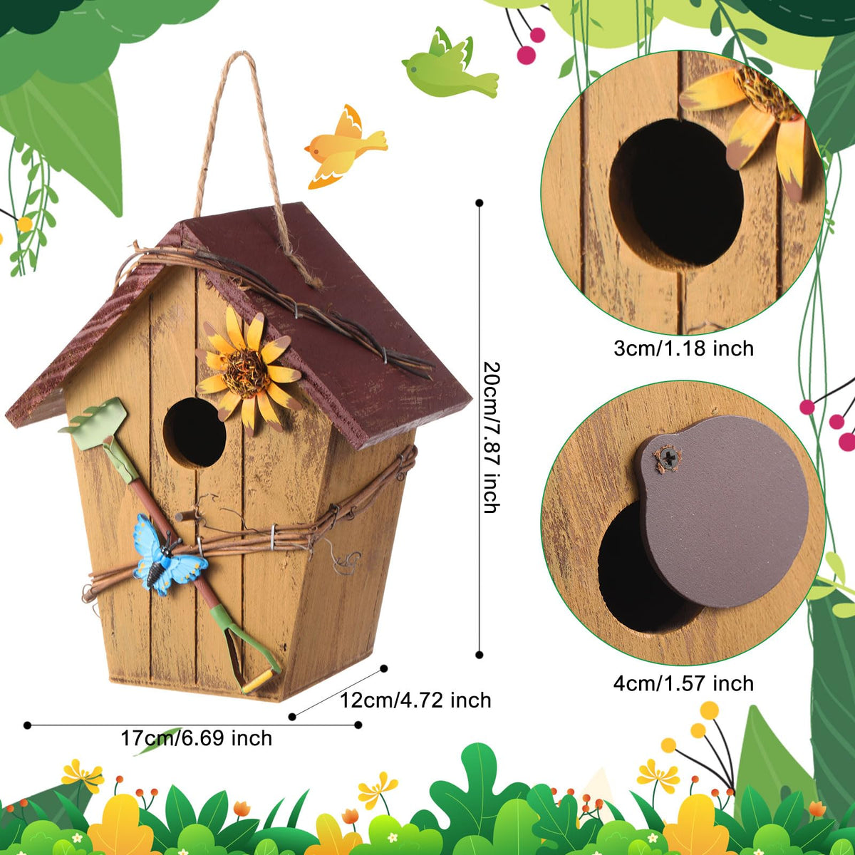 DoubleFill hand-painted bird box adds rustic charm to your yard.