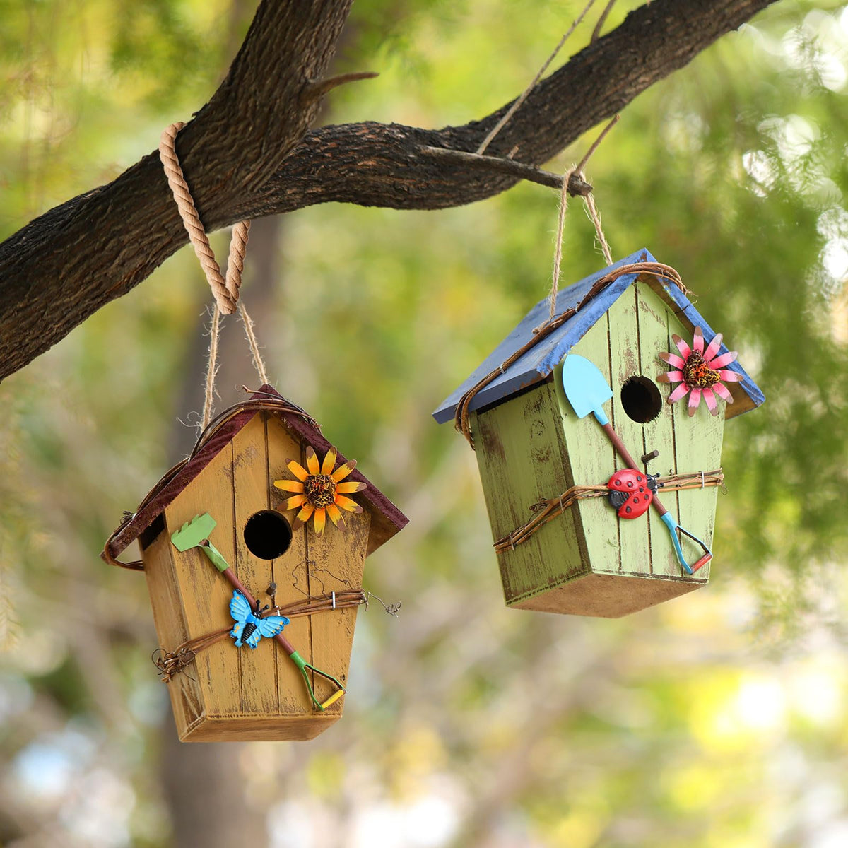 DoubleFill ready-to-hang birdhouse for quick garden setup.