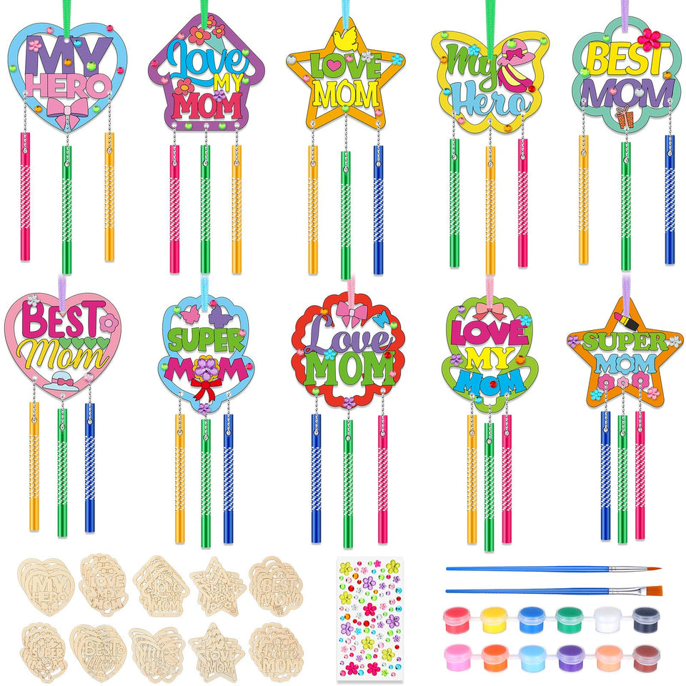 DoubleFill Mother's Day wind chime kit wood pieces ready for customization