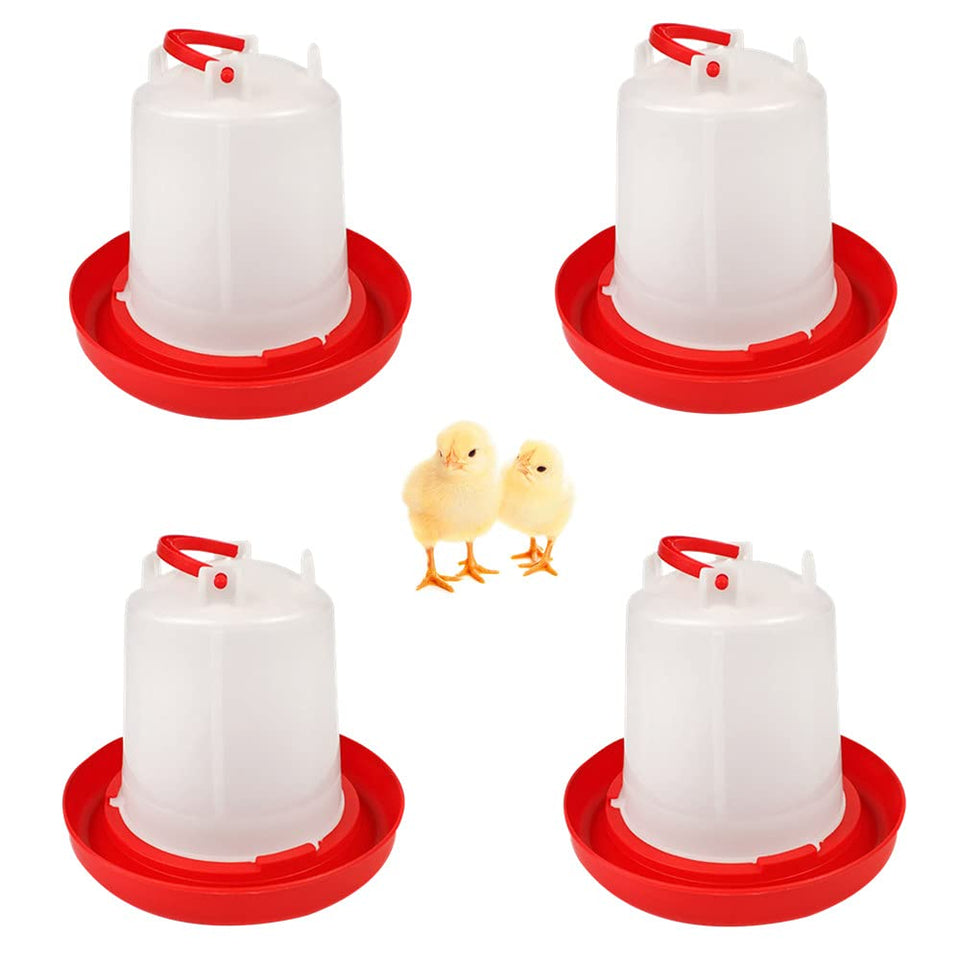 DoubleWood 4-pack poultry waterer 1L, ideal for chicks and small birds.