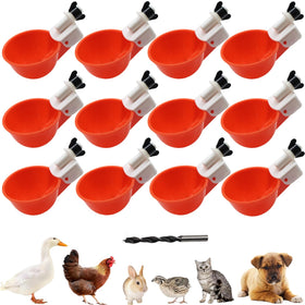 DoubleWood Chicken Waterer Cups setup in a coop for automatic hydration.