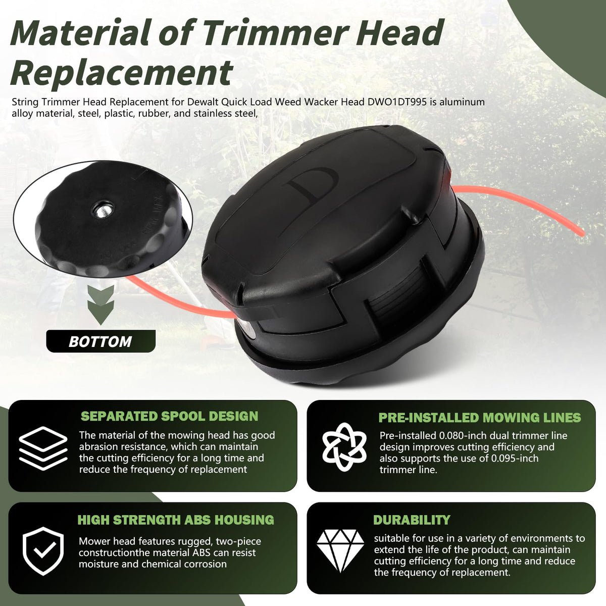 durable doufuhua head compatible with DCST922 cordless trimmers
