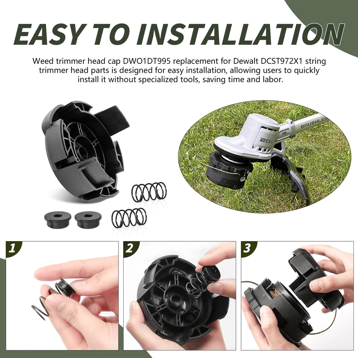 Protective cap guards the trimmer head against debris