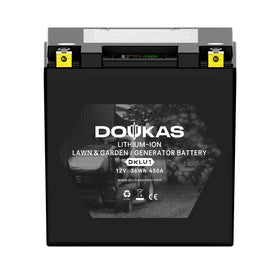 Doukas DKLU1 exterior battery with rugged outdoor design for reliable lawn use.