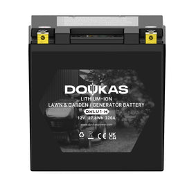 DOUKAS DKLU1-M battery side view shows rugged outdoor housing for durability.