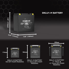 DOUKAS DKLU1-M battery top view depicts compact mounting design.