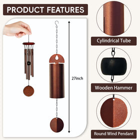 Bronze weatherproof DOVENBROOK wind chime designed for year-round outdoor use.