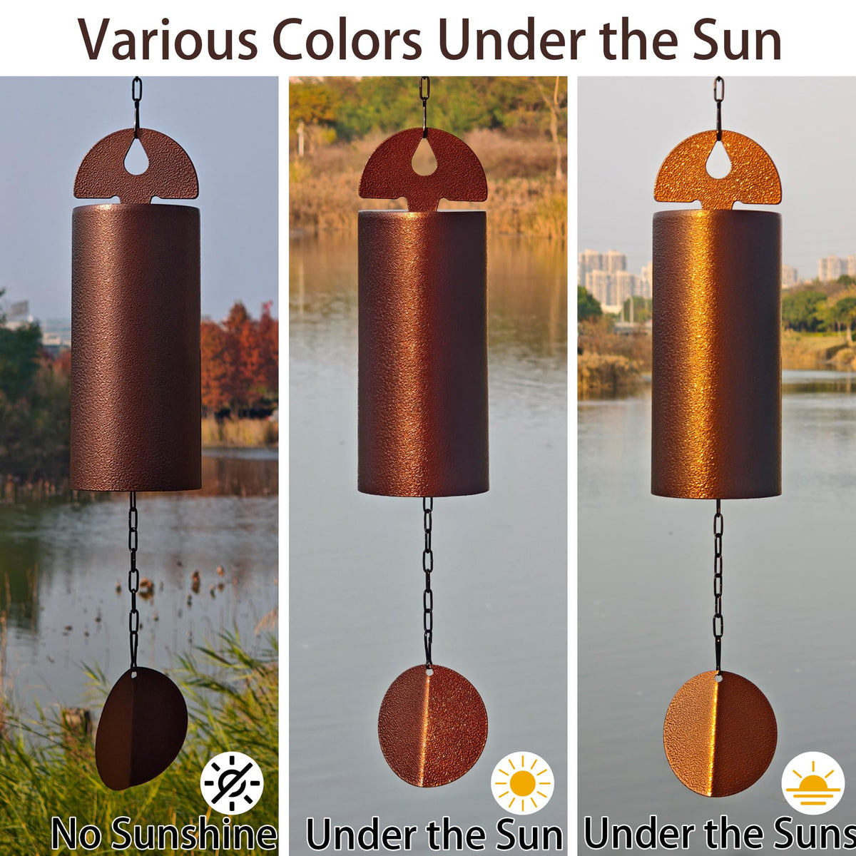 DOVENBROOK wind chime perched in a garden, adding elegant zen decor.