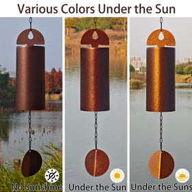 DOVENBROOK wind chime perched in a garden, adding elegant zen decor.