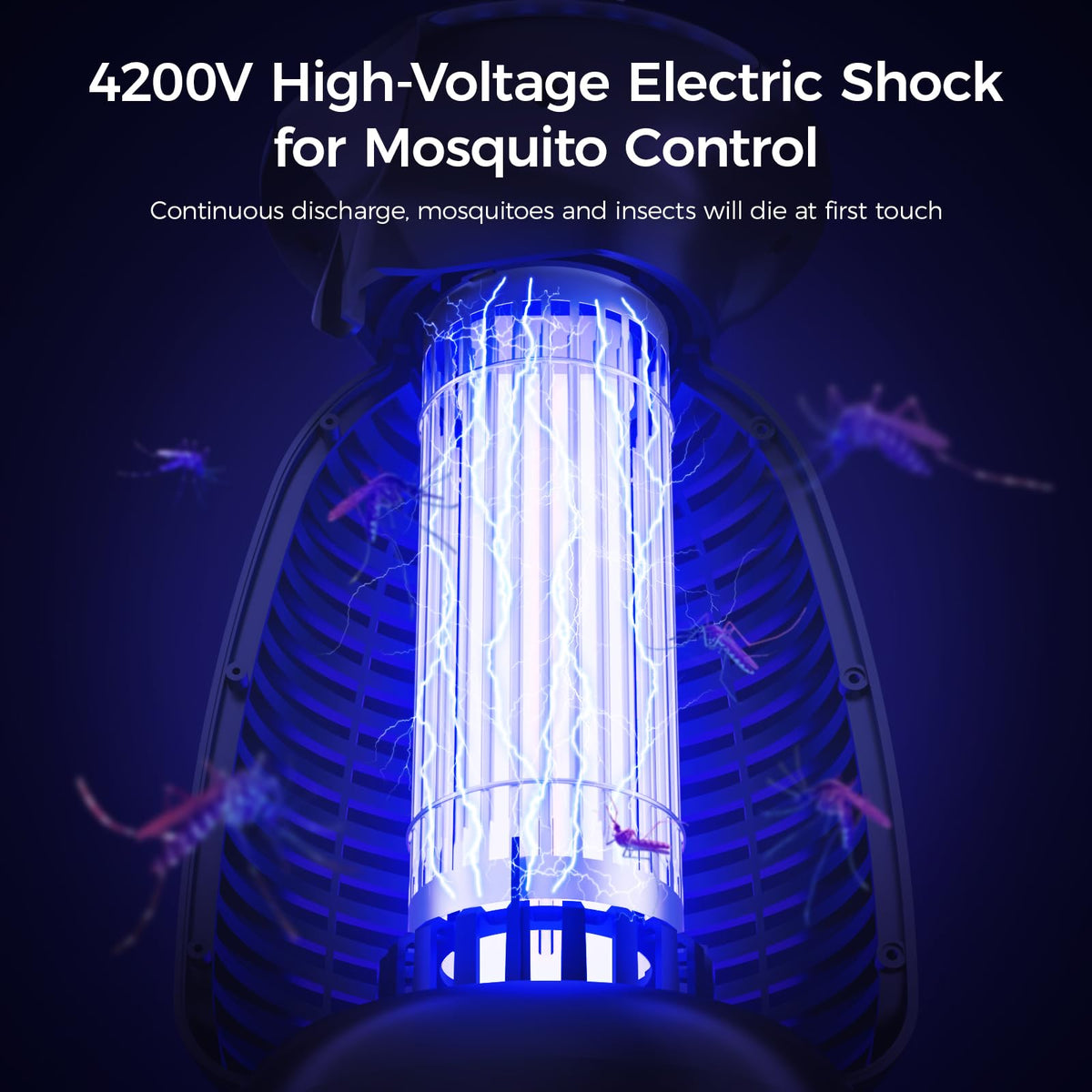 Dovima zapper with 4200V grid instantly kills insects on contact