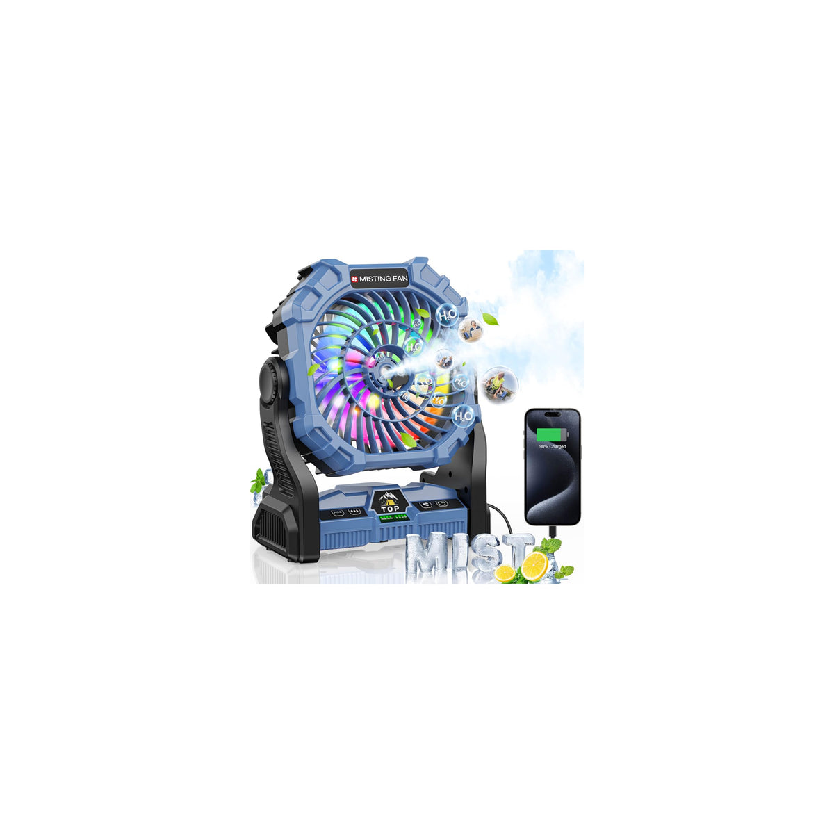 DOWILLDO misting fan with RGB lantern offers portable cooling and mood lighting.