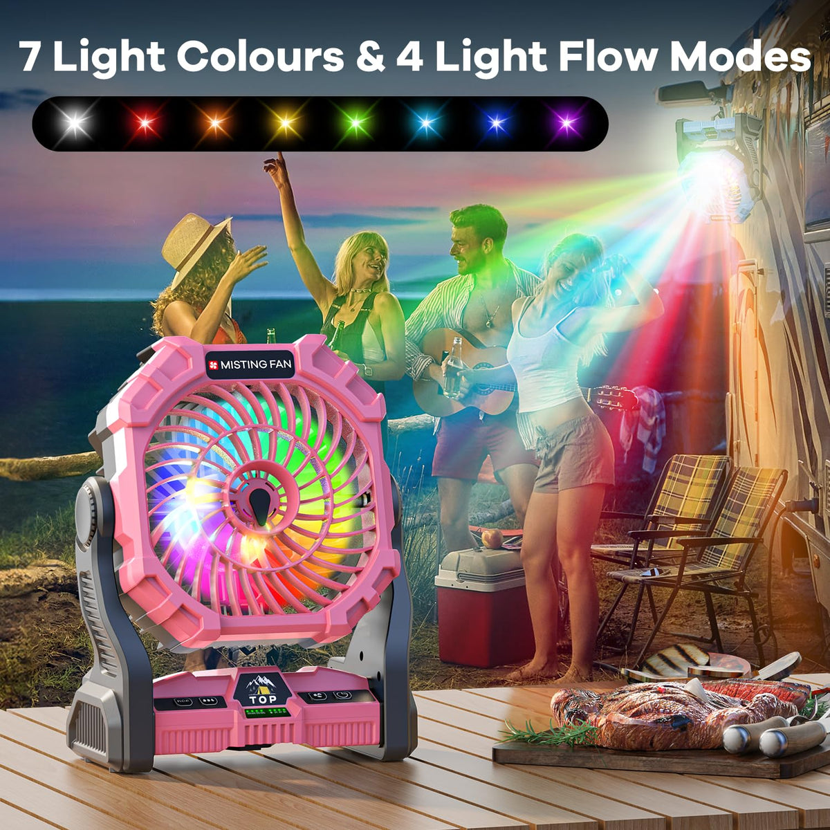 DOWILLDO RGB LED mood lighting enhances campsite ambiance