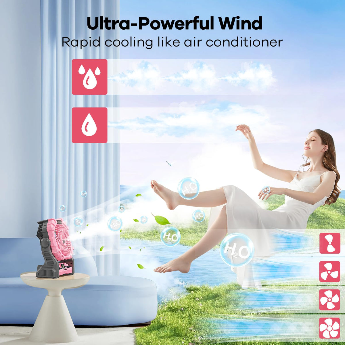 DOWILLDO 200ml water tank enables long mist cycles with ice water option