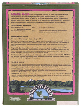 Closeup of Down To Earth Alfalfa Meal pellets, a soil-nourishing amendment.