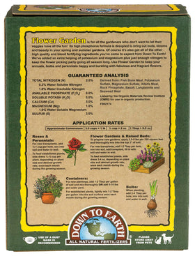 Down To Earth All Natural Fertilizers slow-release granules support steady feeding and vibrant petals.