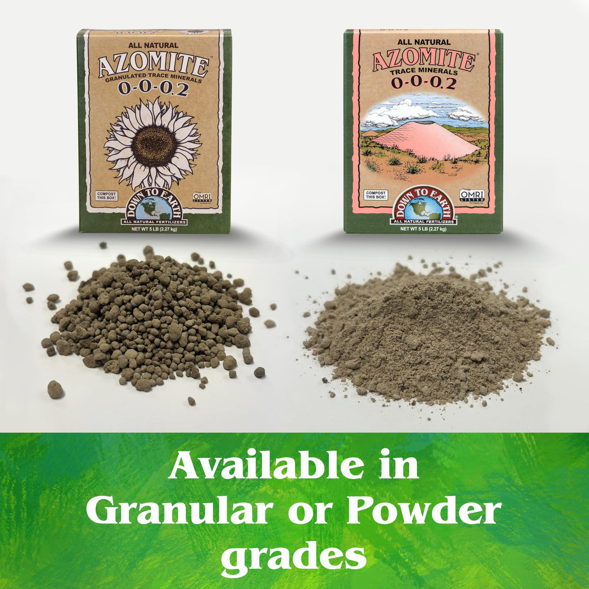 Down To Earth Azomite powder aiding root boost in soil.