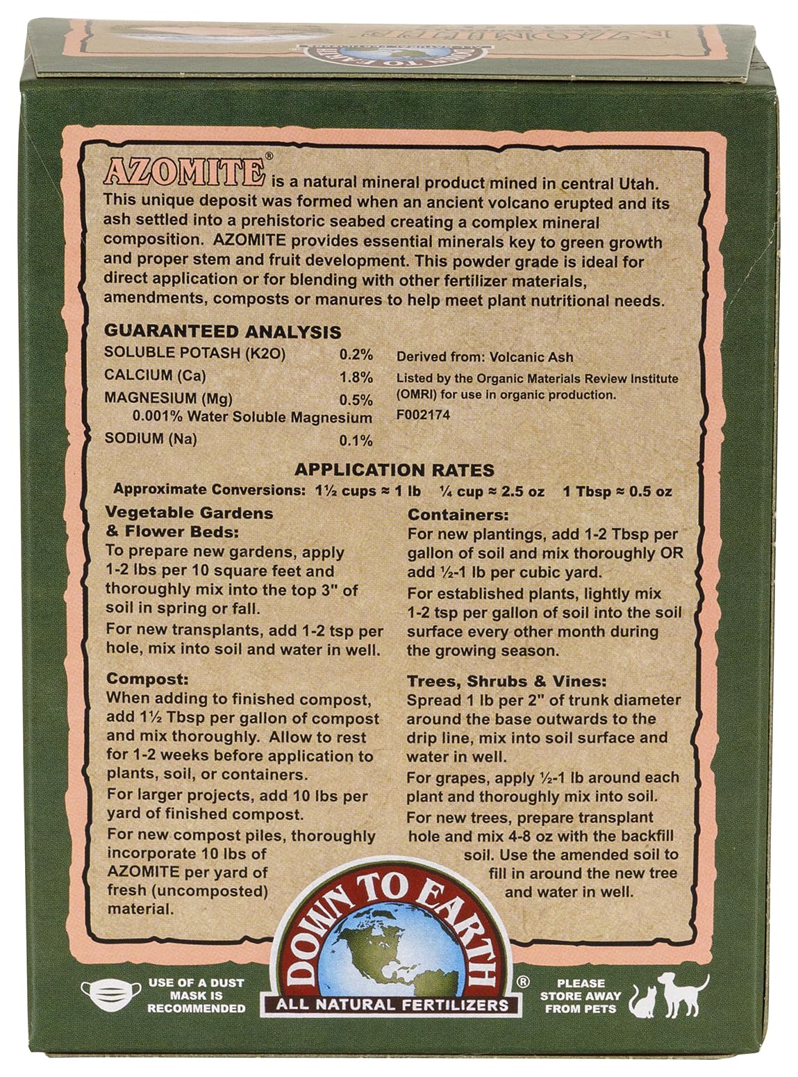 Ultra-fine Down To Earth Azomite powder dust ideal for easy mixing with compost.