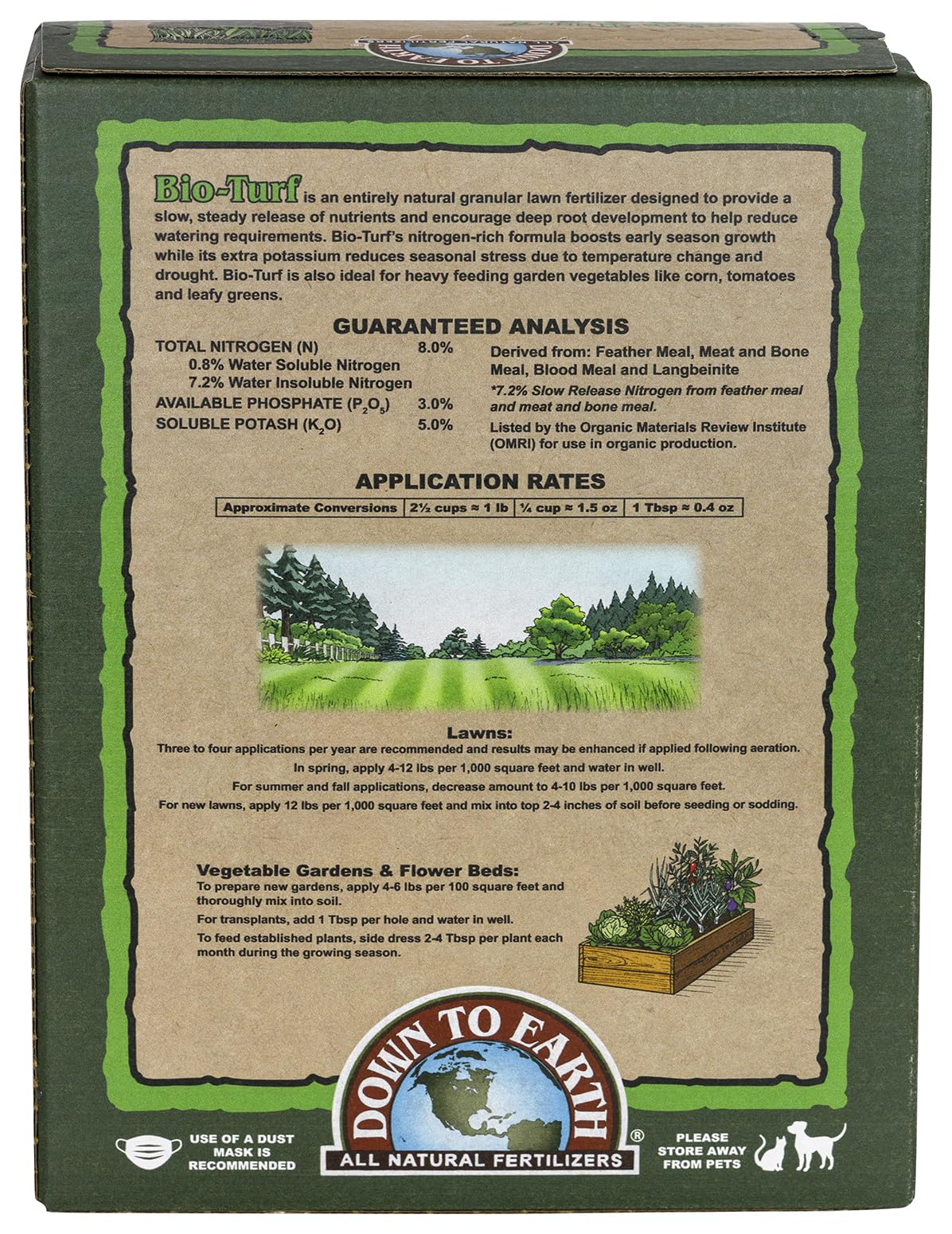 Down To Earth Bio-Turf dry granules ready for even spread across your lawn.