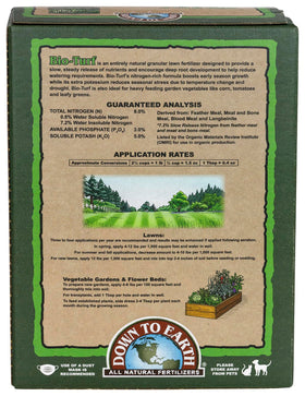 Down To Earth Bio-Turf dry granules ready for even spread across your lawn.