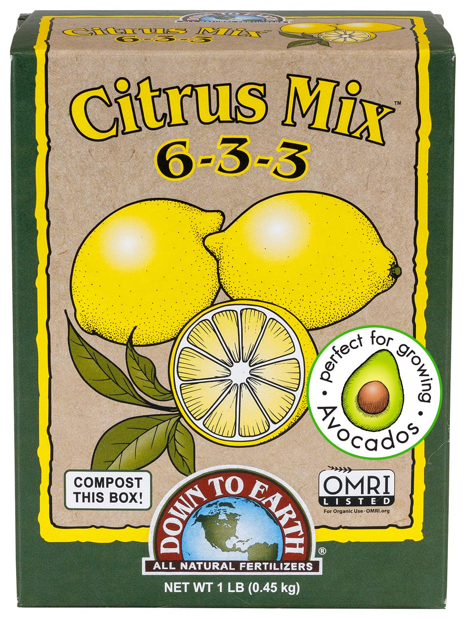 Down To Earth Citrus Mix 1lb package for organic citrus feeding