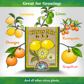 Down To Earth Citrus Mix label shows organic, OMRI-listed status for organic gardens