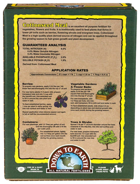 Down To Earth 6-2-1 cottonseed meal supports balanced plant nutrition.