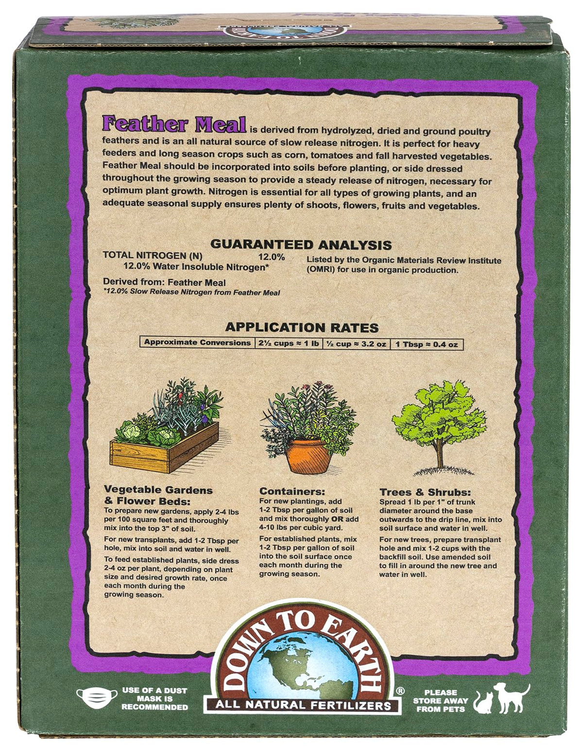 Spreading feather meal in garden for gradual, even nutrient release