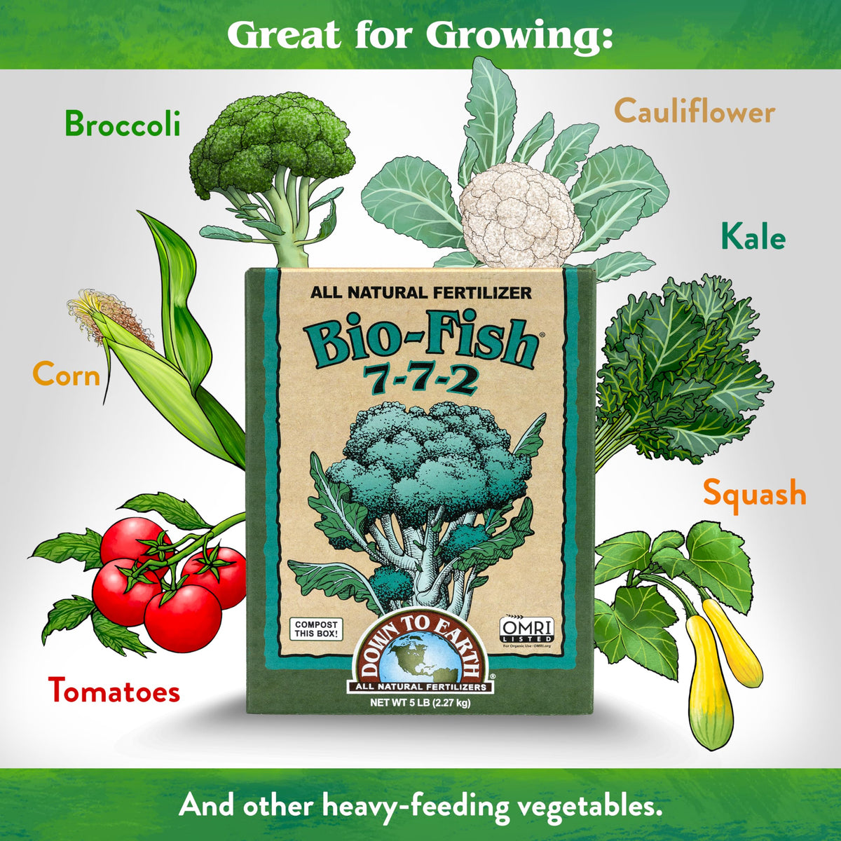 Down To Earth All Natural Fertilizers fertilizer in soil mix enhances nutrient availability for vegetables and shrubs.
