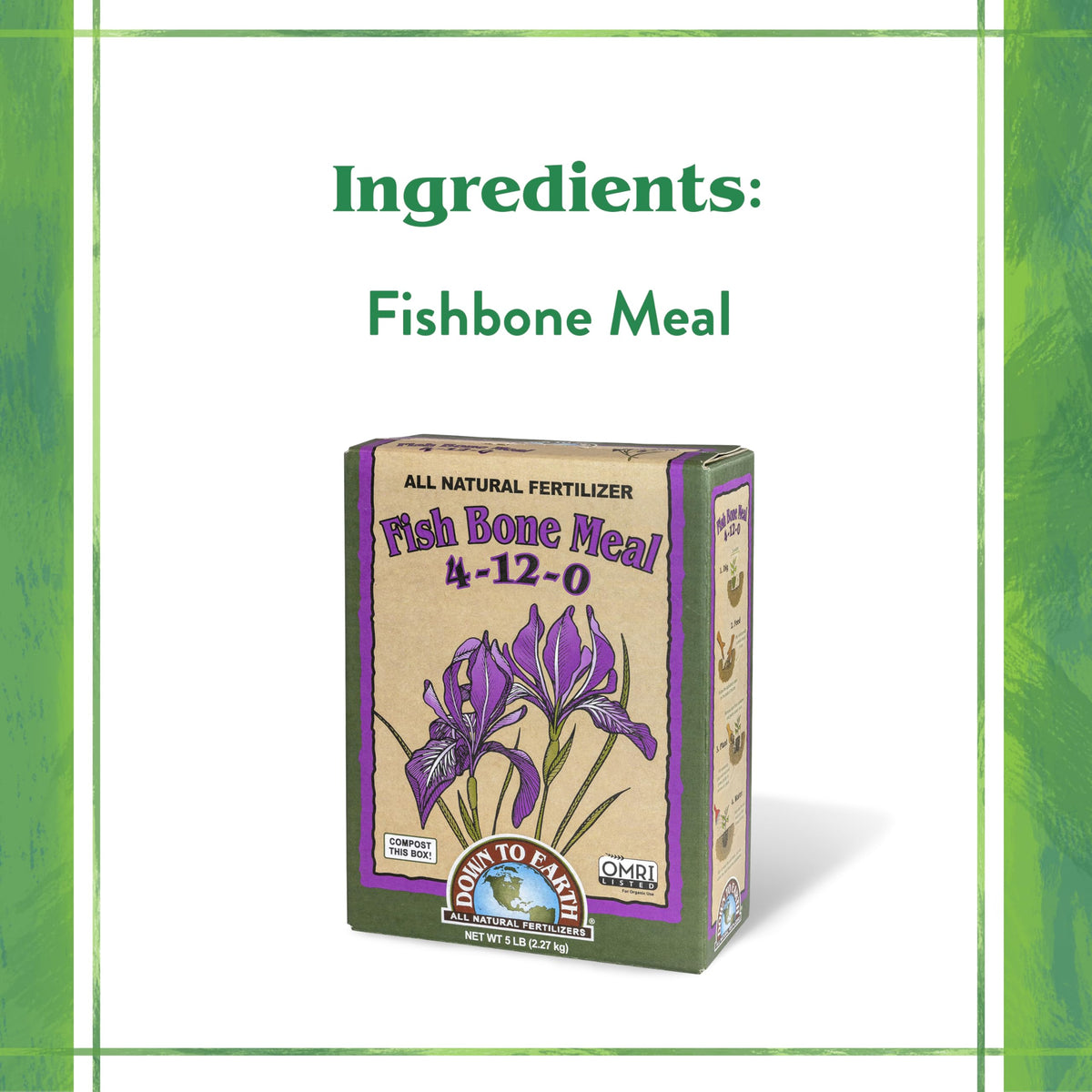 Down To Earth Fish Bone Meal texture closeup shows fine powder ideal for mixing
