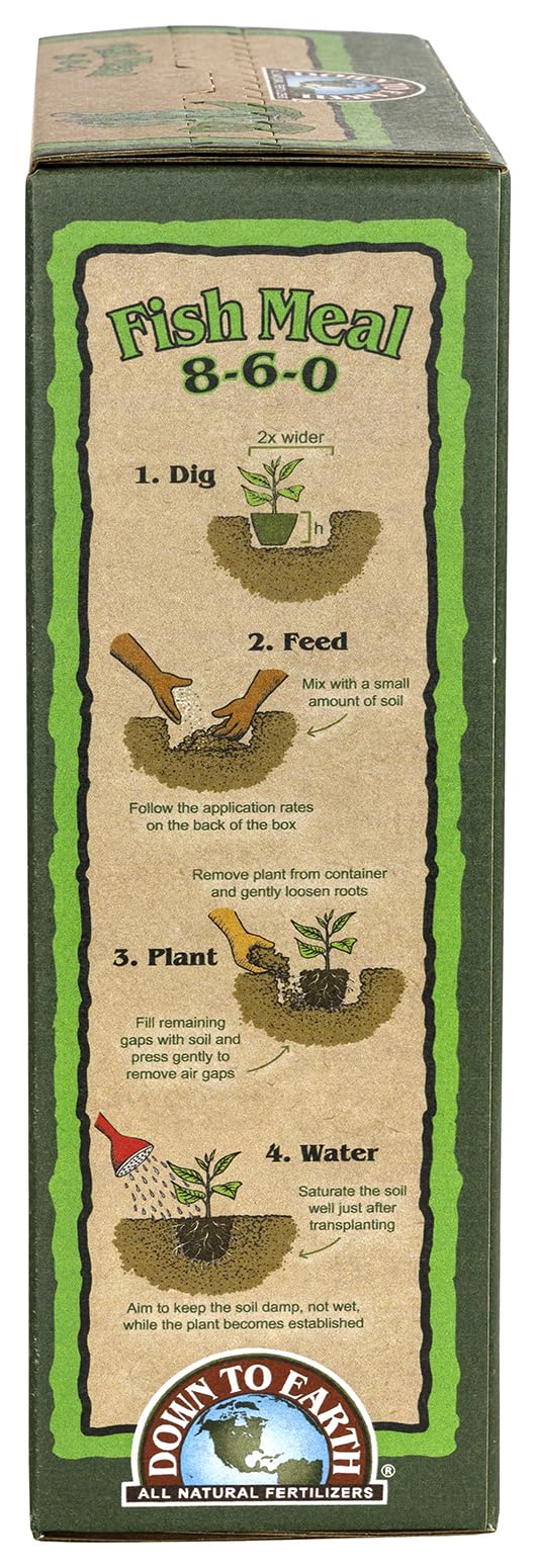 Down To Earth fish meal is versatile for vegetables, flowers, shrubs, trees, and lawns.