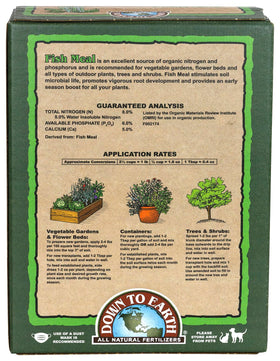 Down To Earth fish meal promotes lush green growth in early-season vegetables.